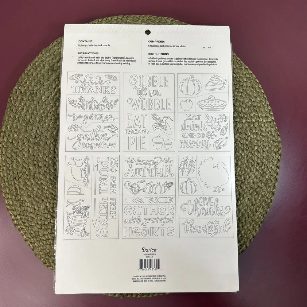 Darice Thanksgiving Fall Adhesive Back Stencils 6 Large Sheets 11x17” NEW
